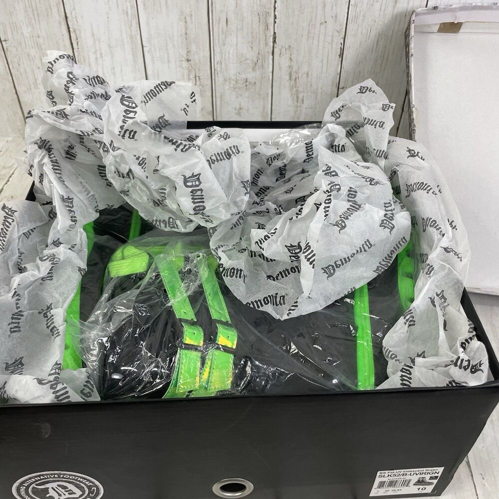 DEMONIA Shaker-52 Platform Boots Black Patent Neon Green Size 10 /EU 40 - Picture 10 of 10